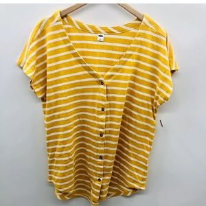 Old navy mustard white striped shirt large